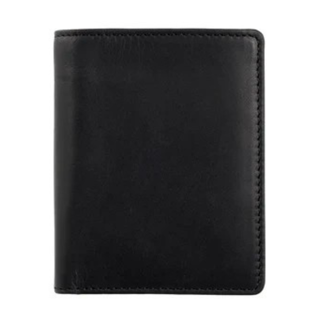 Black Visconti 705 Hunter Oiled Leather Slim Wallet - 6 Card Slots & RFID Blocking shown closed and displaying the front view on a white background