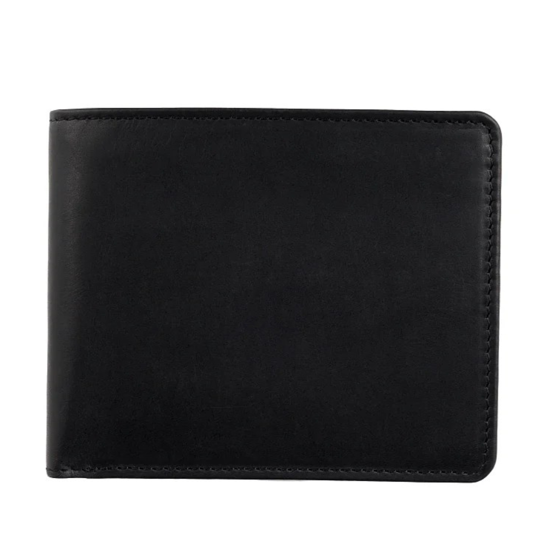Black Visconti Hunter Leather Slim Wallet - 5 Card Slots, RFID Blocking which is closed and showing the front view
