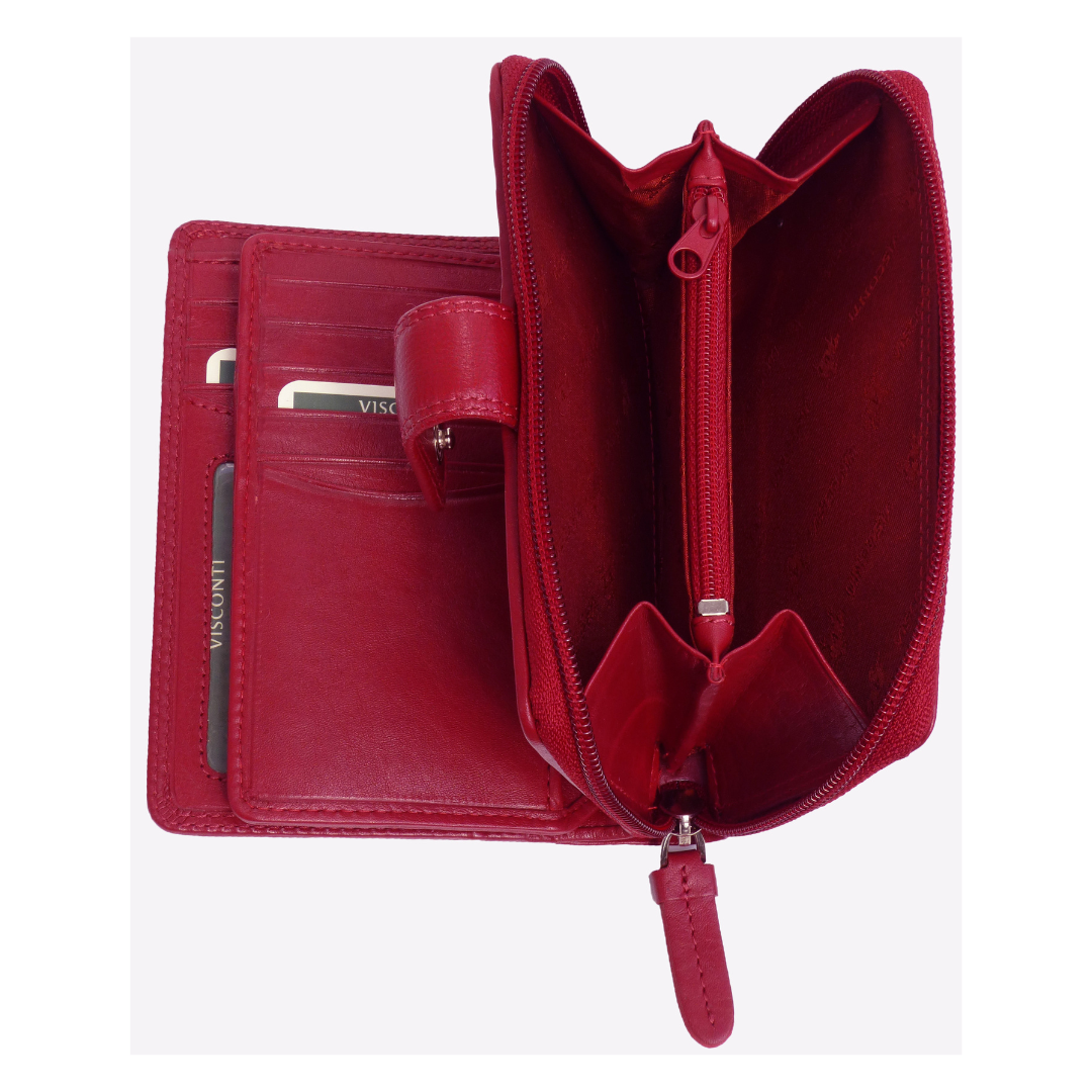 Visconti Large Real Leather Purse - 16 Card Slots & RFID Blocking, Gift Boxed