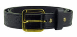 1 1/4" Wide Embossed Leather Belt Black