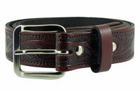 1 1/4" Wide Leather Belt Stained Brown