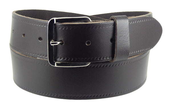 1 1/2" Wide Leather Belt Brown