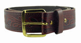 1 1/2" Wide Leather Belt Stained Brown