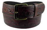 1 1/2" Wide Leather Belt Stained Brown