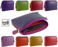 Coin Zip Purse with Card Slots Real Leather RFID Multicoloured