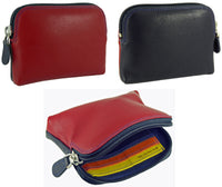 Coin Zip Purse with Card Slots Real Leather RFID Multicoloured