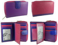 Ladies RFID Multi-Coloured Leather Purse for 14 cards, notes, coins