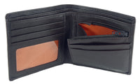 Mens Leather Bi Fold Leather Wallet 4 Cards RFID Mala