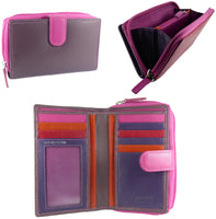 Ladies Multi-Coloured Leather Purse for 7 cards, notes, coins Golunski