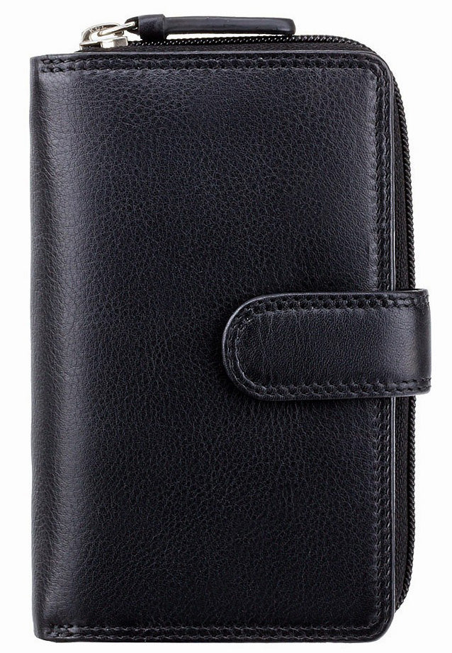Visconti HT33 large real leather purse in Red - closed front view with engraved Visconti zip handles