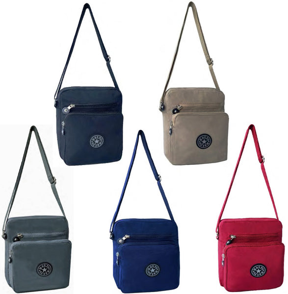 Womens Three Section Small Lightweight Travel Nylon Crossbody Bag - Holidays, Everyday, Travel Use