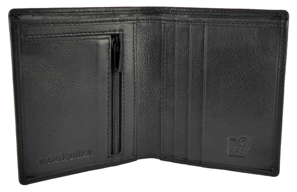 Mens Leather Bi Fold Leather Wallet 3 Cards RFID 2 Colours Mala