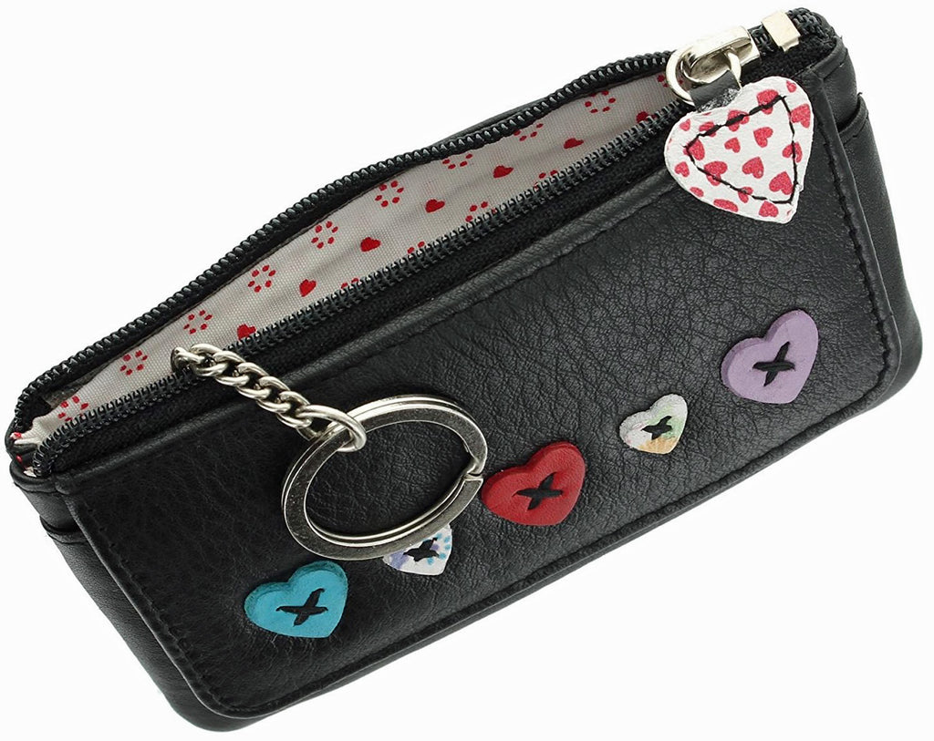 Heart Design Small Leather Coin, Key Card Purse