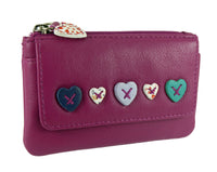 Heart Design Small Leather Coin, Key Card Purse