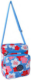Womens Three Section Lightweight Small Travel Nylon Crossbody Flower Bag - Holidays, Everyday, Travel Use