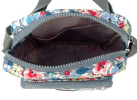 Womens Three Section Lightweight Small Travel Nylon Crossbody Flower Bag - Holidays, Everyday, Travel Use