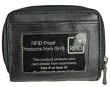 Ladies Small Compact Leather RFID Protected Purse in Black