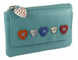 Heart Design Small Leather Coin, Key Card Purse