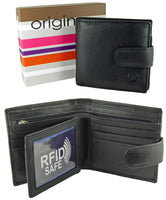 Mens RFID Blocking Real Leather Wallet 9 Cards/ID Window by Mala