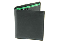 Mens Leather Slim Compact Note Wallet 6 Card Slots Coloured Trim