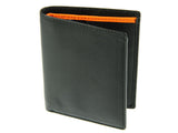 Mens Leather Slim Compact Note Wallet 6 Card Slots Coloured Trim