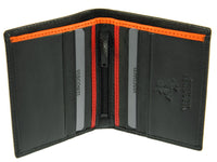 Mens Leather Slim Compact Note Wallet 6 Card Slots Coloured Trim