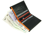 Mens Leather Slim Compact Note Wallet 6 Card Slots Coloured Trim