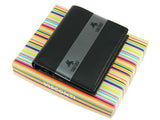 Mens Leather Slim Compact Note Wallet 6 Card Slots Coloured Trim