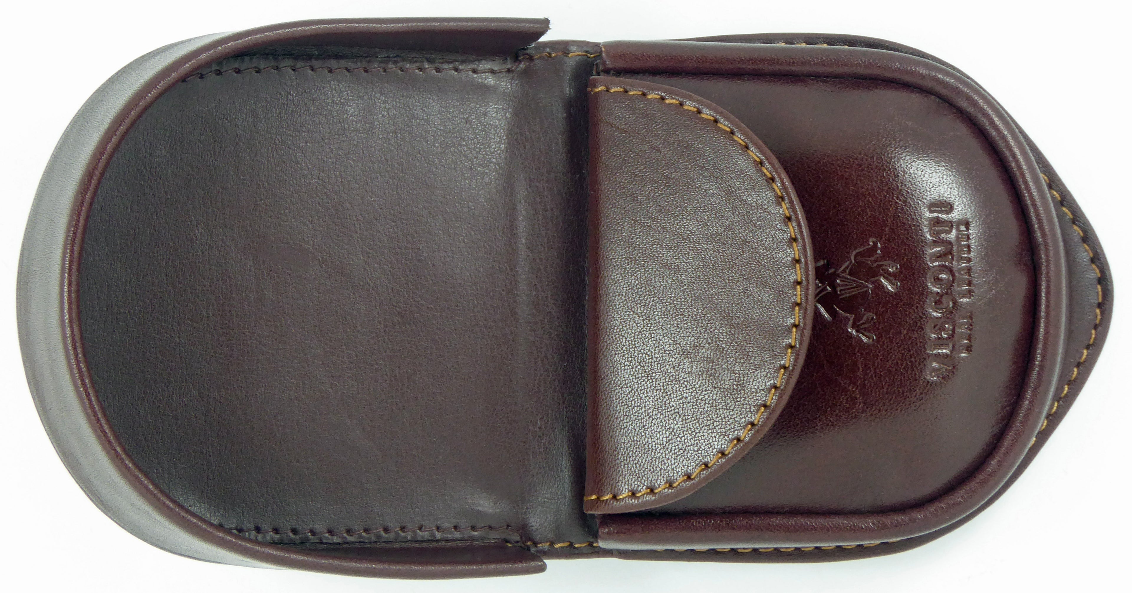 Premium Italian Veg Tan Leather Coin Horseshoe Tray Purse Wallet Boxed - VISCONTI