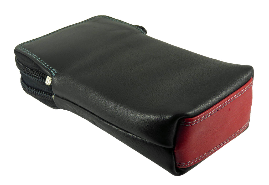 Double Glasses Spectacle Case Multi Coloured Real Leather bottom view 
