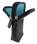 Double Glasses Spectacle Case Multi Coloured Real Leather black 