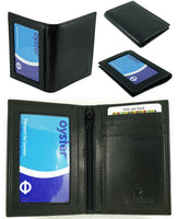 Leather Travel Bus Oyster Pass Credit Card Holder with Twin ID Windows in Black