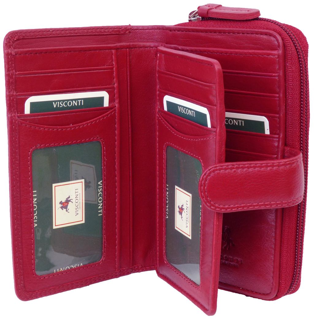 Visconti HT33 large ladies purse showing RFID blocking and premium leather construction