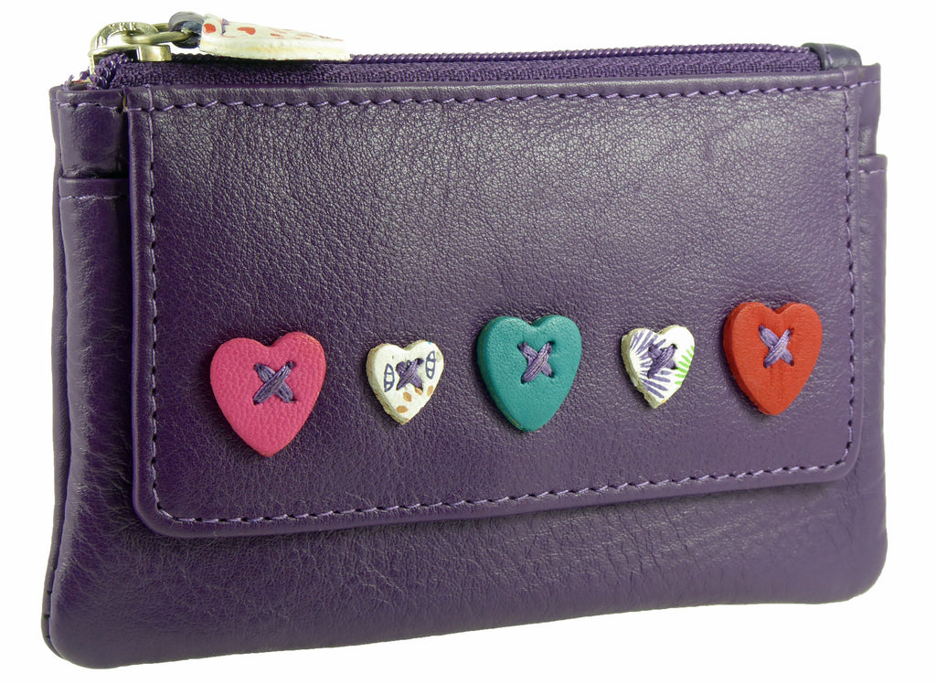Heart Design Small Leather Coin, Key Card Purse