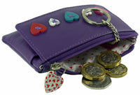 Heart Design Small Leather Coin, Key Card Purse